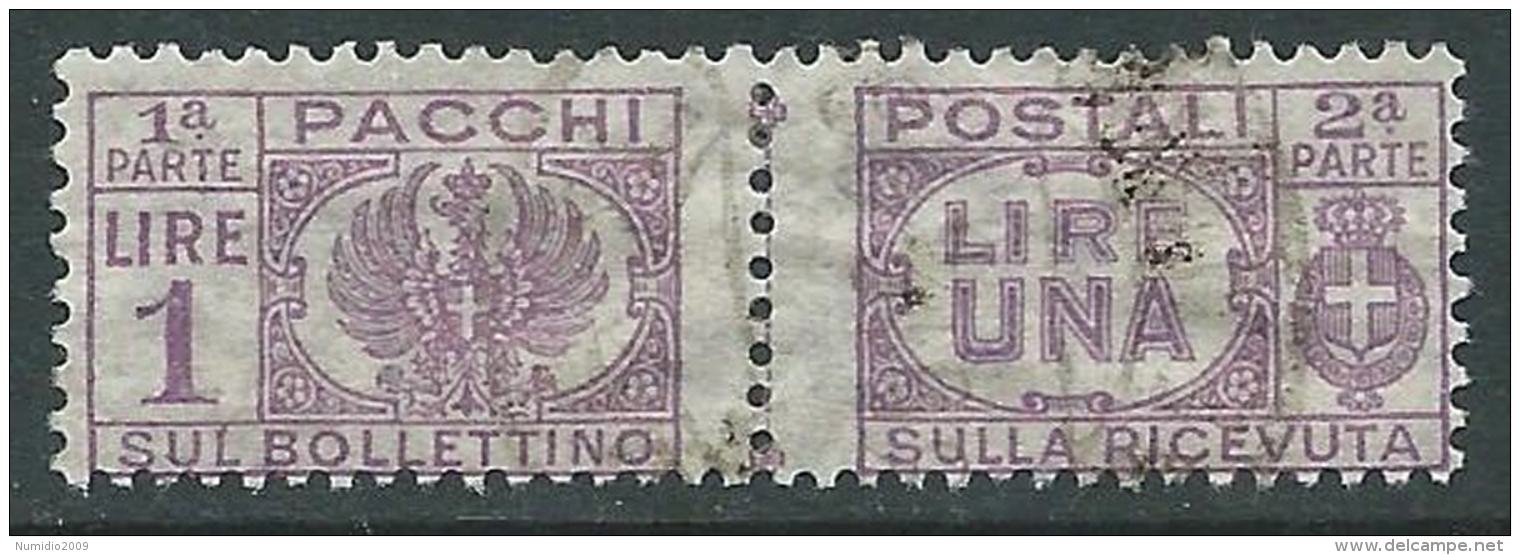 1946 LUOGOTENENZA USATO PACCHI POSTALI 1 LIRA - Z5-9 - Paketmarken