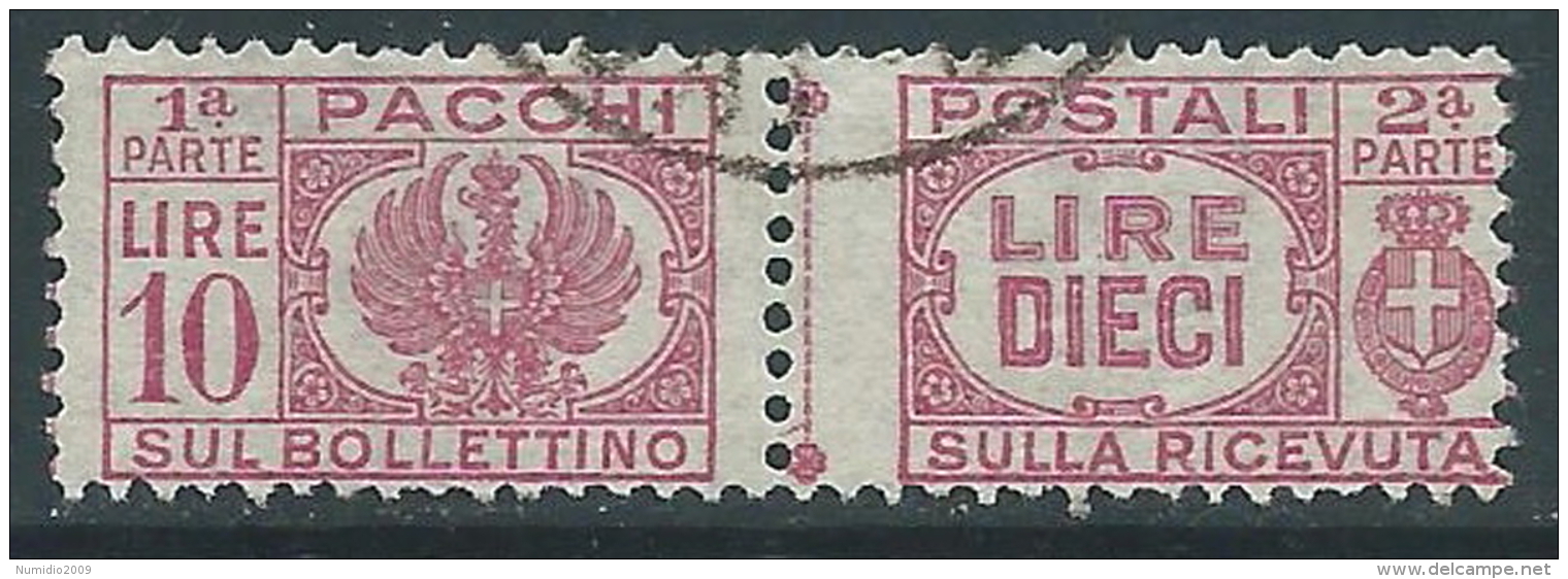 1946 LUOGOTENENZA USATO PACCHI POSTALI 10 LIRE - Z10-4 - Colis-postaux