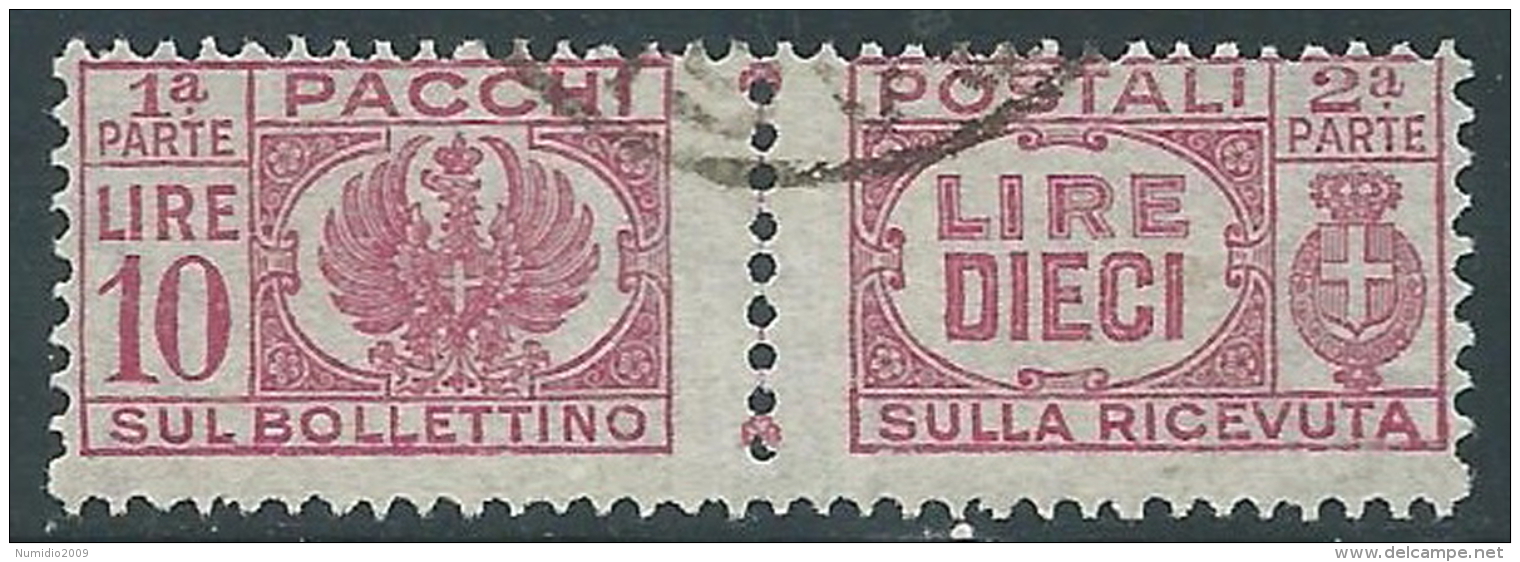 1946 LUOGOTENENZA USATO PACCHI POSTALI 10 LIRE - Z10-5 - Postal Parcels