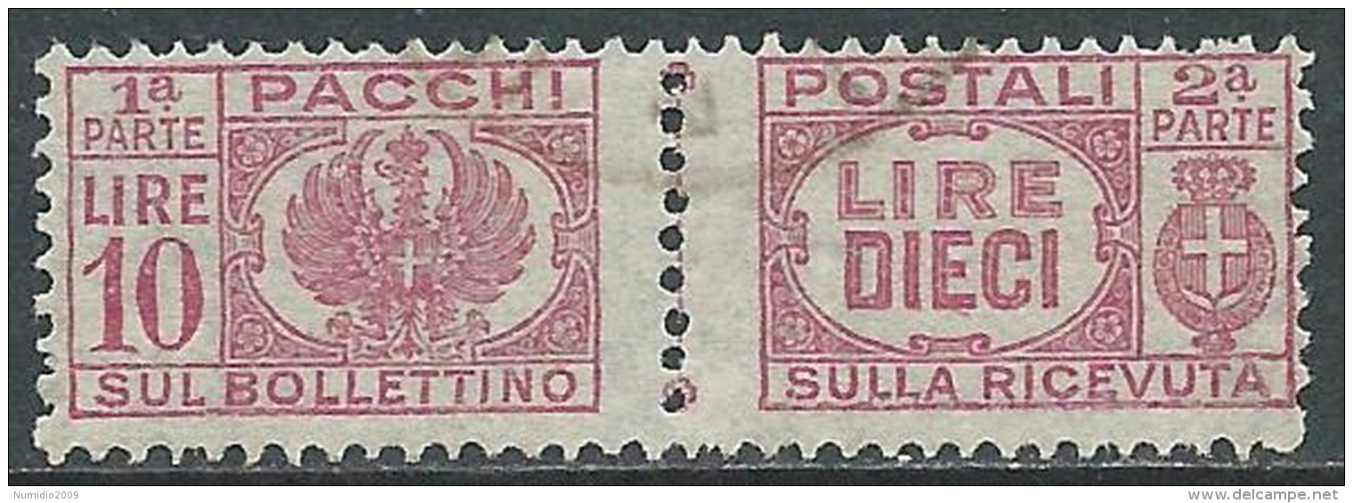 1946 LUOGOTENENZA USATO PACCHI POSTALI 10 LIRE - Z10-7 - Paketmarken
