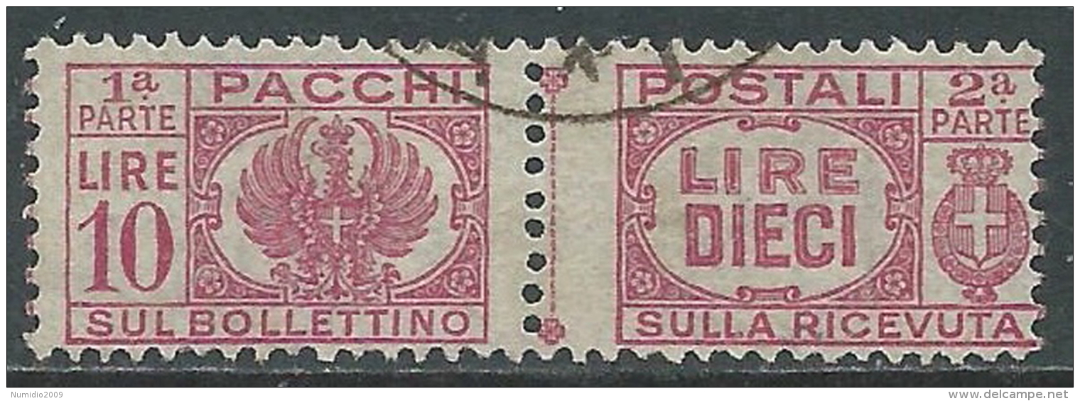 1946 LUOGOTENENZA USATO PACCHI POSTALI 10 LIRE - Z10-8 - Colis-postaux