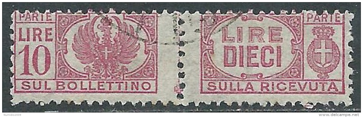 1946 LUOGOTENENZA USATO PACCHI POSTALI 10 LIRE - Z10-9 - Colis-postaux