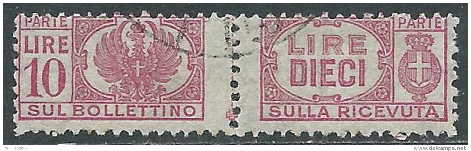 1946 LUOGOTENENZA USATO PACCHI POSTALI 10 LIRE - Z10-9 - Paketmarken