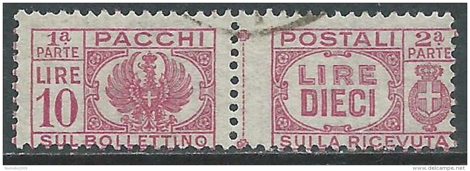 1946 LUOGOTENENZA USATO PACCHI POSTALI 10 LIRE - Z11 - Paketmarken