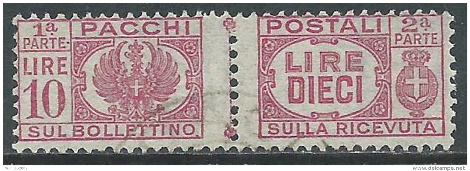 1946 LUOGOTENENZA USATO PACCHI POSTALI 10 LIRE - Z11-2 - Paketmarken