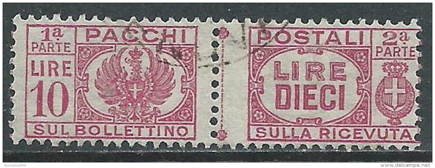 1946 LUOGOTENENZA USATO PACCHI POSTALI 10 LIRE - Z11-6 - Paketmarken