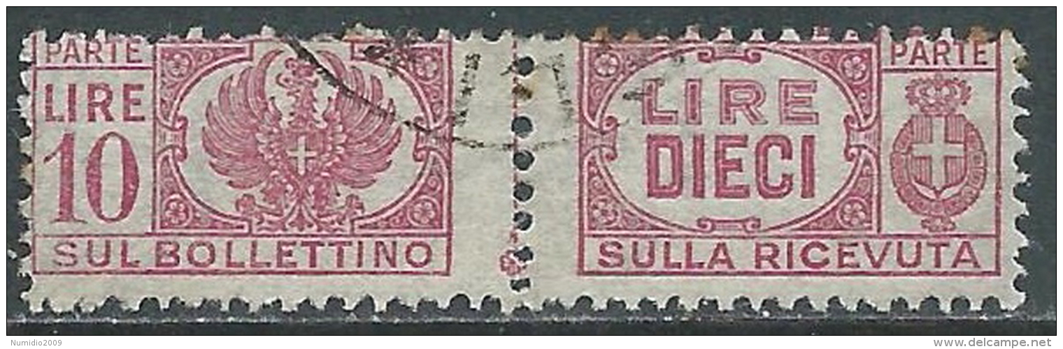 1946 LUOGOTENENZA USATO PACCHI POSTALI 10 LIRE - Z11-7 - Paketmarken