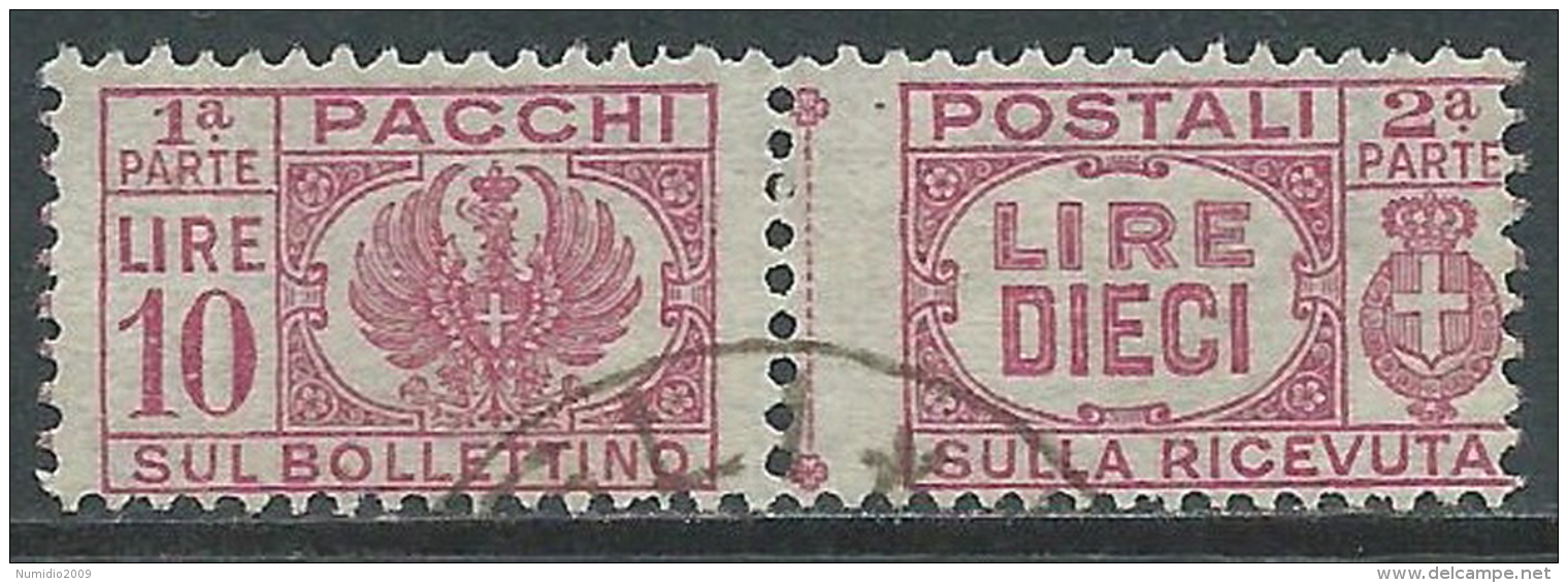 1946 LUOGOTENENZA USATO PACCHI POSTALI 10 LIRE - Z11-9 - Postpaketten