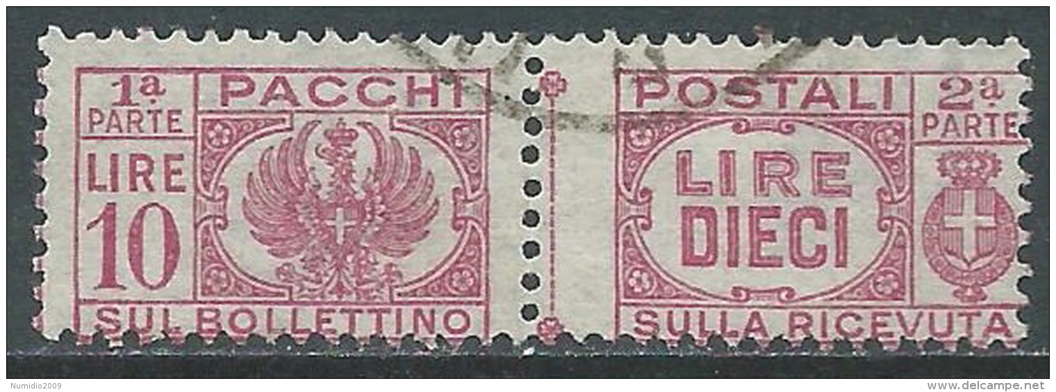 1946 LUOGOTENENZA USATO PACCHI POSTALI 10 LIRE - Z12-2 - Colis-postaux