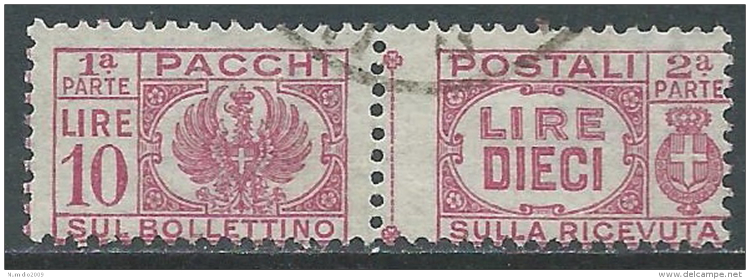 1946 LUOGOTENENZA USATO PACCHI POSTALI 10 LIRE - Z12-2 - Paketmarken