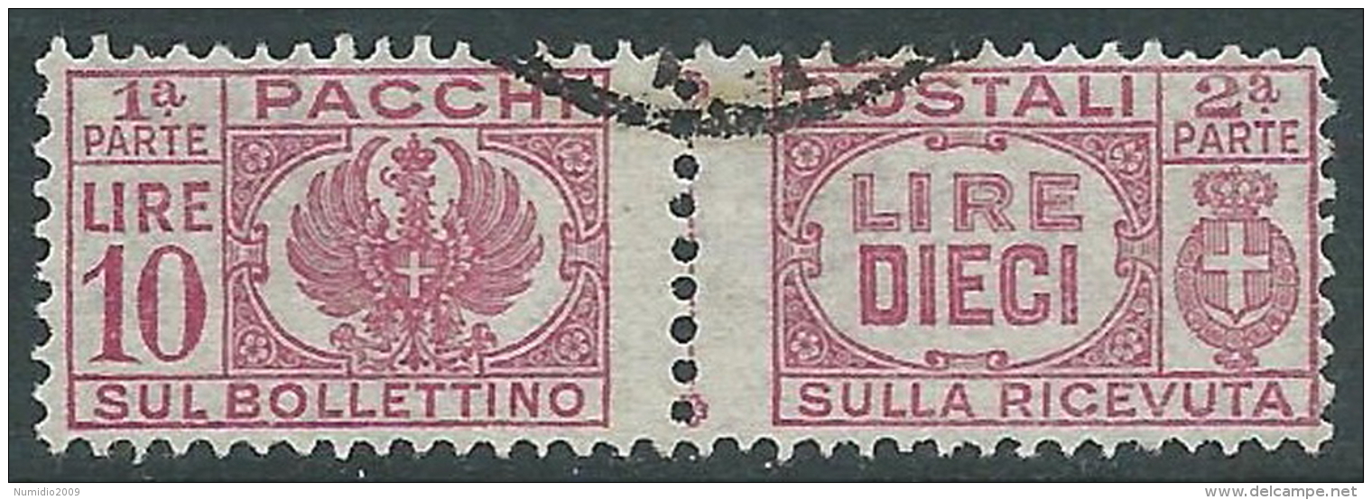 1946 LUOGOTENENZA USATO PACCHI POSTALI 10 LIRE - Z7 - Paketmarken