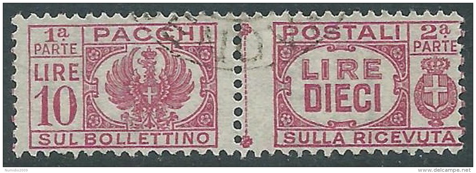 1946 LUOGOTENENZA USATO PACCHI POSTALI 10 LIRE - Z7-2 - Paketmarken