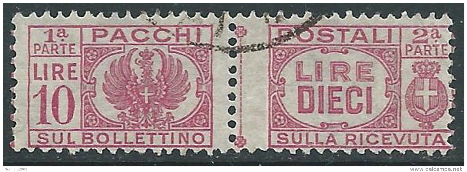 1946 LUOGOTENENZA USATO PACCHI POSTALI 10 LIRE - Z7-4 - Colis-postaux