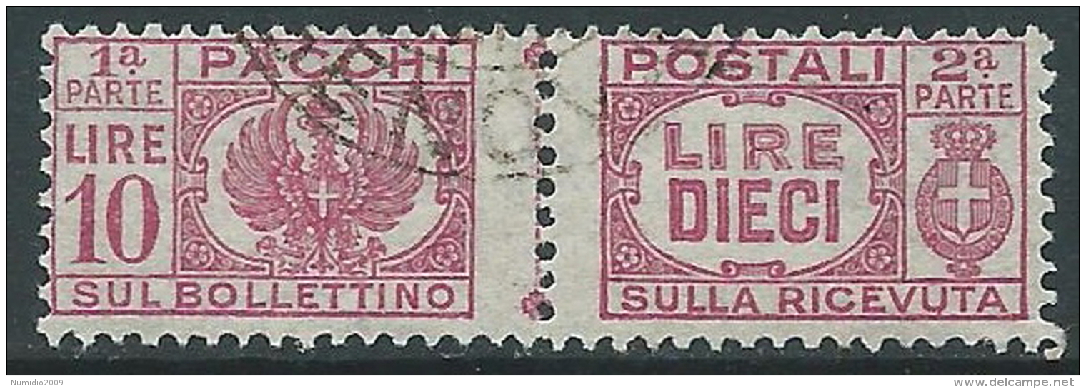 1946 LUOGOTENENZA USATO PACCHI POSTALI 10 LIRE - Z7-8 - Colis-postaux