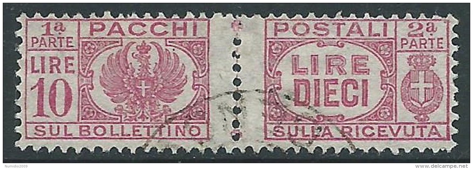 1946 LUOGOTENENZA USATO PACCHI POSTALI 10 LIRE - Z7-9 - Postpaketten