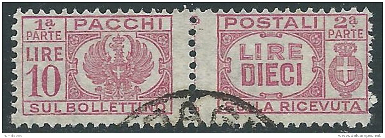 1946 LUOGOTENENZA USATO PACCHI POSTALI 10 LIRE - Z8 - Paketmarken