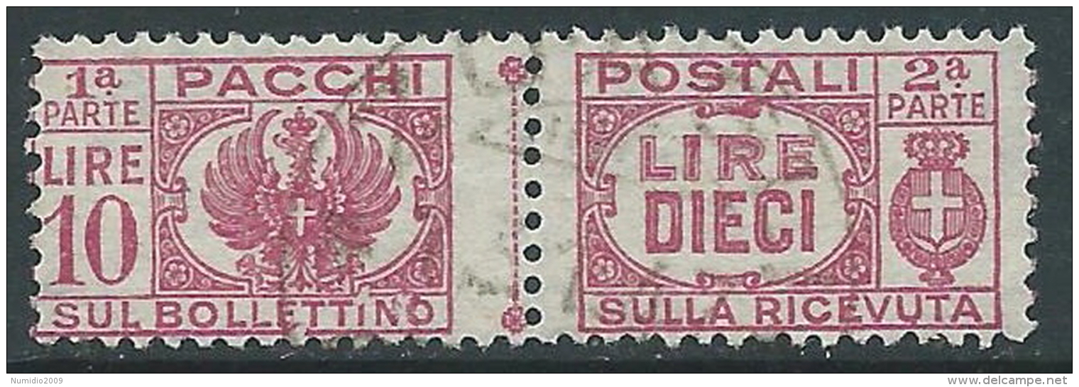 1946 LUOGOTENENZA USATO PACCHI POSTALI 10 LIRE - Z8-2 - Postpaketten
