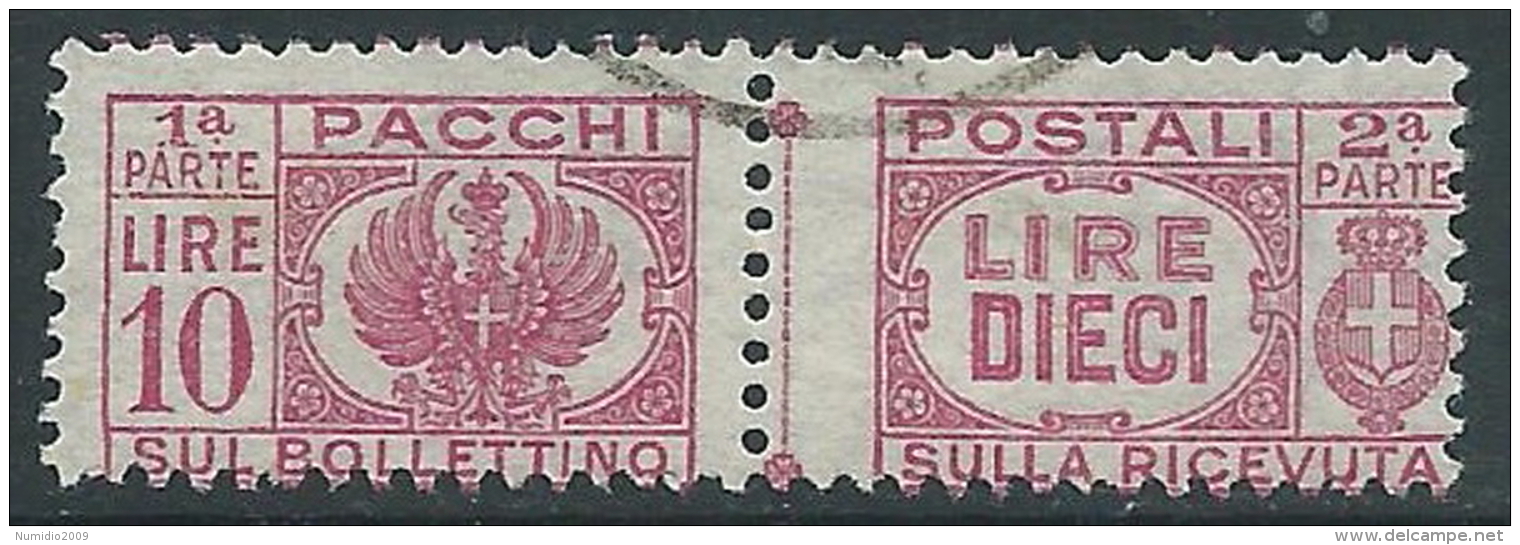 1946 LUOGOTENENZA USATO PACCHI POSTALI 10 LIRE - Z8-3 - Paketmarken