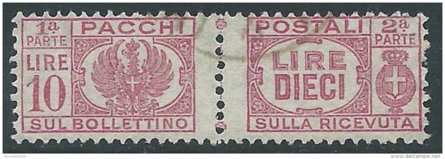 1946 LUOGOTENENZA USATO PACCHI POSTALI 10 LIRE - Z8-5 - Postpaketten