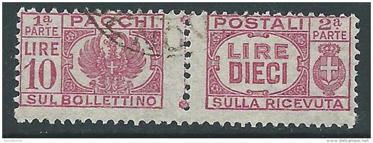 1946 LUOGOTENENZA USATO PACCHI POSTALI 10 LIRE - Z8-6 - Colis-postaux
