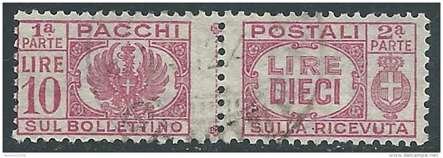 1946 LUOGOTENENZA USATO PACCHI POSTALI 10 LIRE - Z8-7 - Colis-postaux