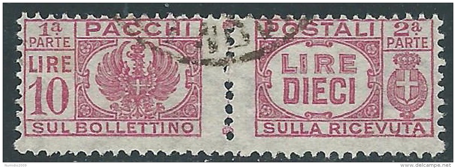 1946 LUOGOTENENZA USATO PACCHI POSTALI 10 LIRE - Z9 - Colis-postaux