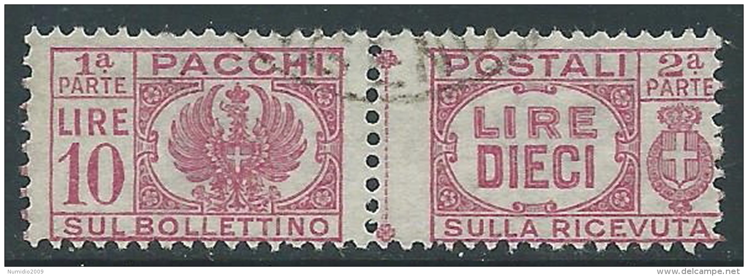 1946 LUOGOTENENZA USATO PACCHI POSTALI 10 LIRE - Z9-2 - Colis-postaux