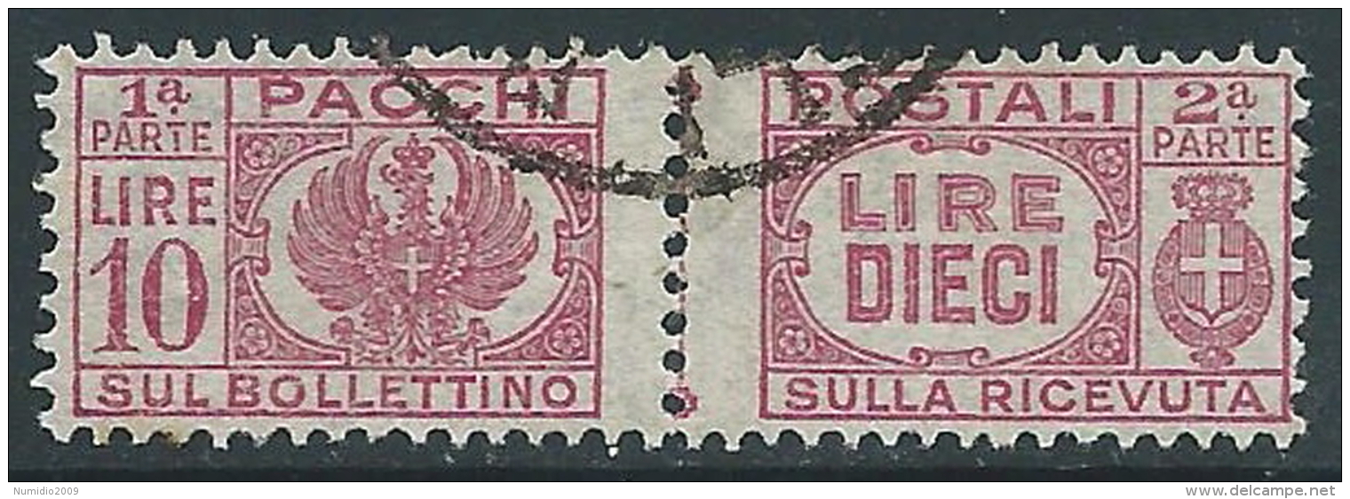 1946 LUOGOTENENZA USATO PACCHI POSTALI 10 LIRE - Z9-3 - Paketmarken