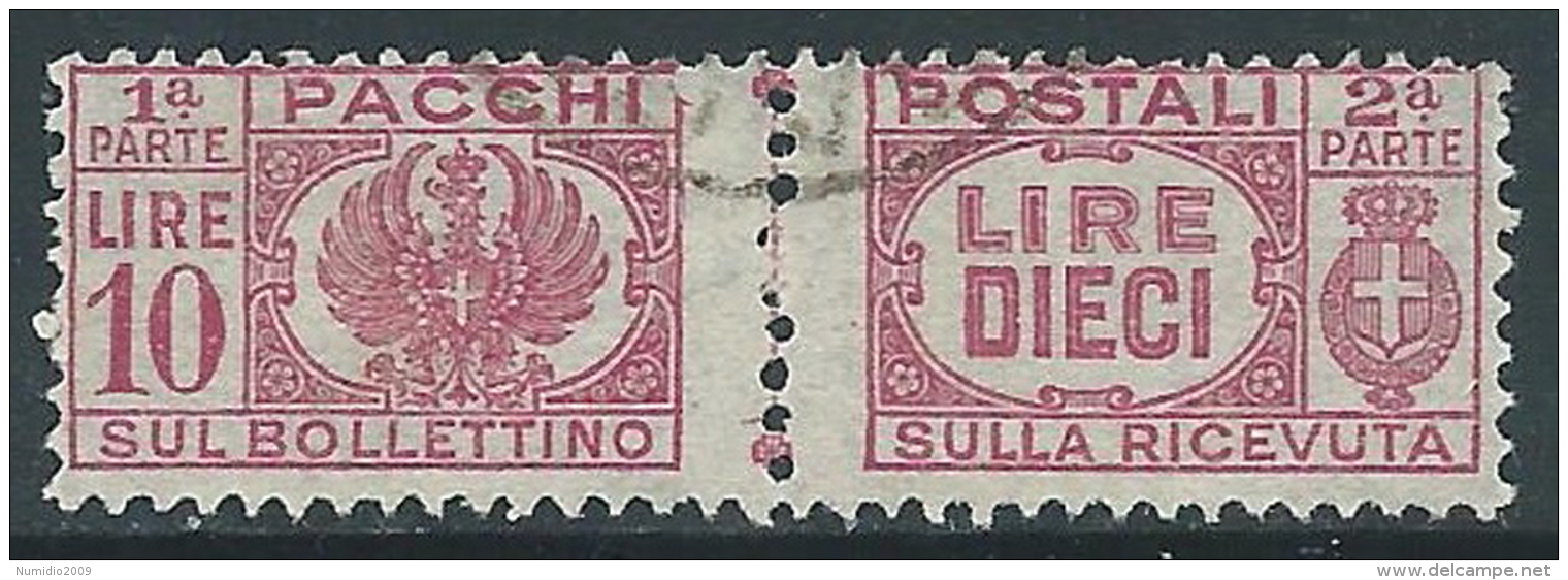 1946 LUOGOTENENZA USATO PACCHI POSTALI 10 LIRE - Z9-4 - Colis-postaux