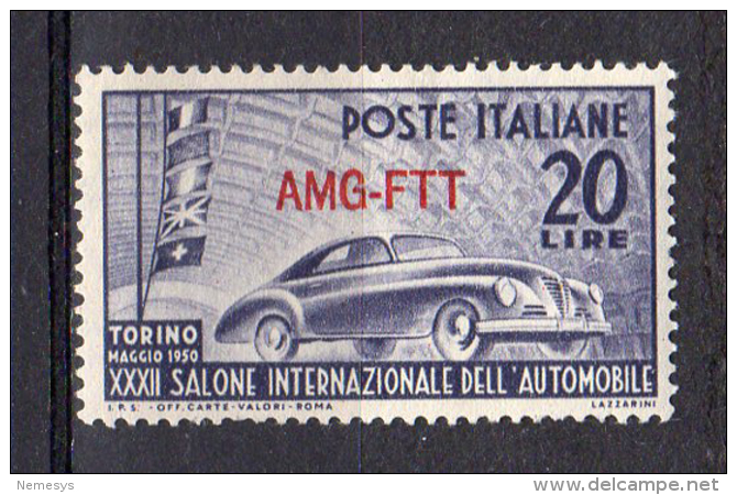 ITALY AMG FTT 1950 Mostra Automobile Di Torino SASS. 70  - NUOVO MNH** 2 SCAN - Nuovi