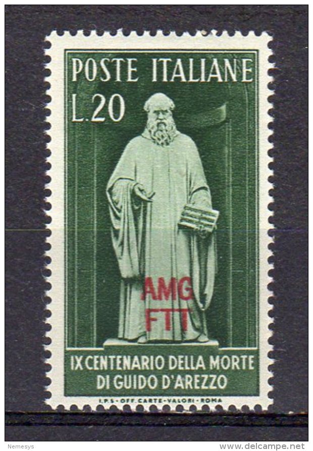 ITALY AMG FTT 1950 Guido D'Arezzo SASS. 79  - NUOVO MNH** 2 SCAN - Nuovi