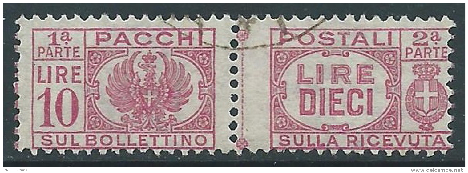 1946 LUOGOTENENZA USATO PACCHI POSTALI 10 LIRE - Z9-7 - Colis-postaux