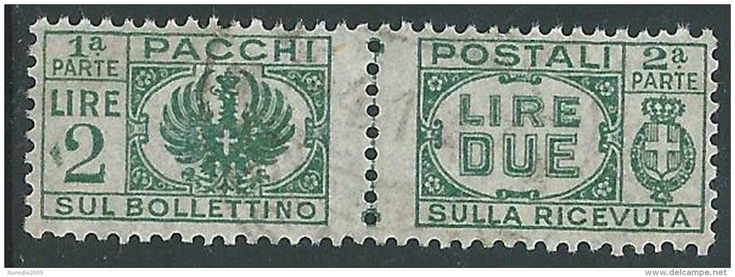 1946 LUOGOTENENZA USATO PACCHI POSTALI 2 LIRE - Z6-5 - Postpaketten
