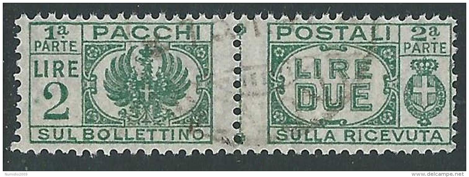 1946 LUOGOTENENZA USATO PACCHI POSTALI 2 LIRE - Z6-6 - Postpaketten