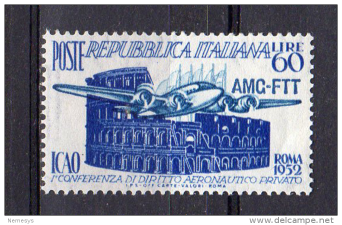 ITALY AMG FTT 1952 ICAO SASS. 155 - NUOVO MNH** 2 SCAN - Nuovi