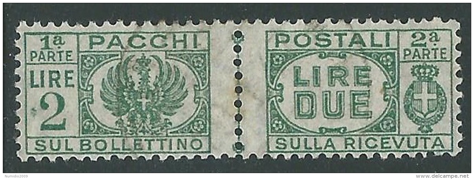 1946 LUOGOTENENZA USATO PACCHI POSTALI 2 LIRE - Z7 - Paketmarken