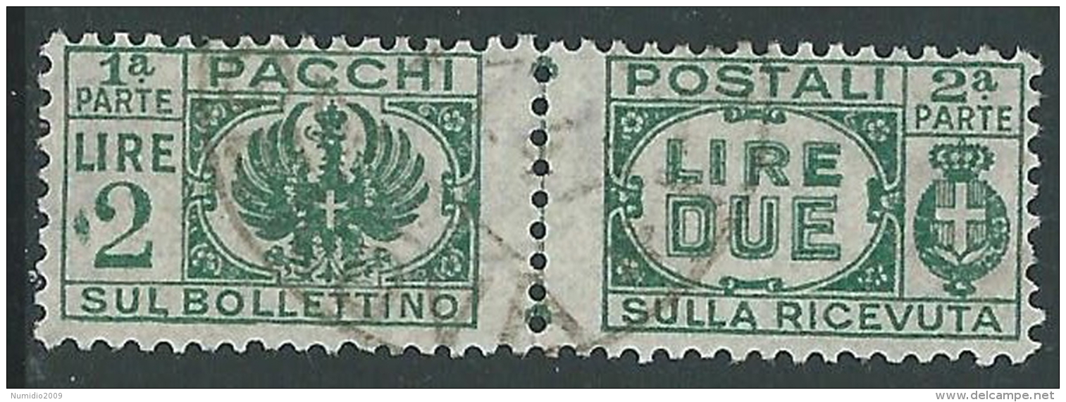1946 LUOGOTENENZA USATO PACCHI POSTALI 2 LIRE - Z7-4 - Postpaketten