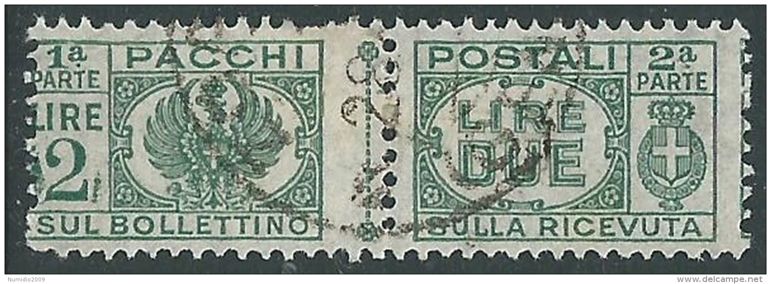 1946 LUOGOTENENZA USATO PACCHI POSTALI 2 LIRE - Z8-5 - Colis-postaux