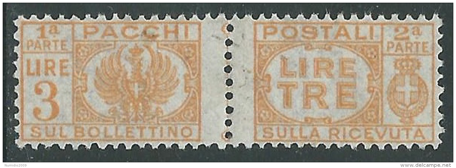 1946 LUOGOTENENZA USATO PACCHI POSTALI 3 LIRE - Z6-8 - Colis-postaux