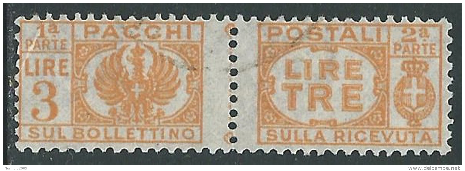 1946 LUOGOTENENZA USATO PACCHI POSTALI 3 LIRE - Z7 - Colis-postaux