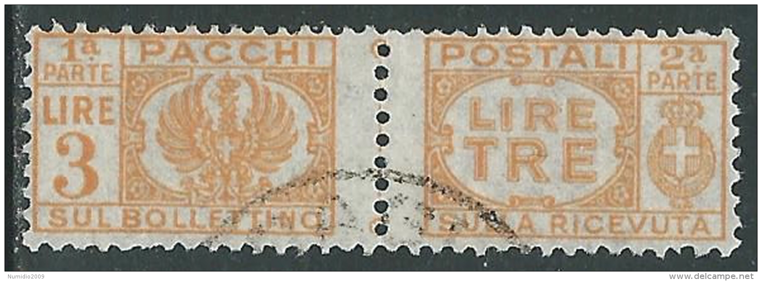 1946 LUOGOTENENZA USATO PACCHI POSTALI 3 LIRE - Z7-2 - Postal Parcels