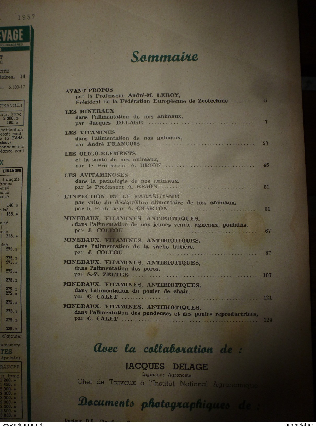 1957 LRDLE (La Revue De L'Elevage): N° SPECIAL ELEVAGE Avec Les MINERAUX, VITAMINES Et ANTIBIOTIQUES - Animals