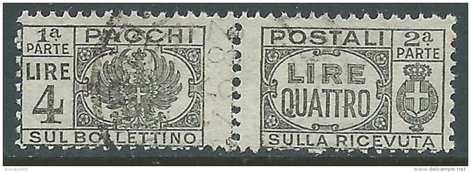 1946 LUOGOTENENZA USATO PACCHI POSTALI 4 LIRE - Z7-6 - Pacchi Postali