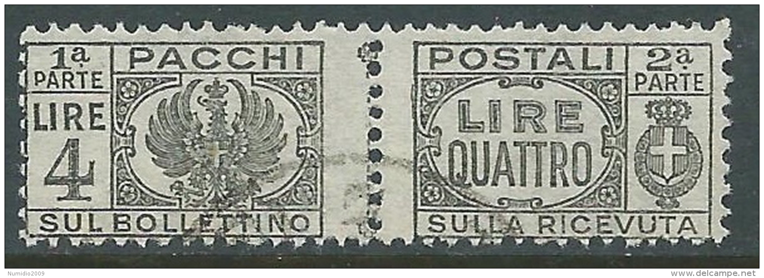 1946 LUOGOTENENZA USATO PACCHI POSTALI 4 LIRE - Z7-7 - Colis-postaux