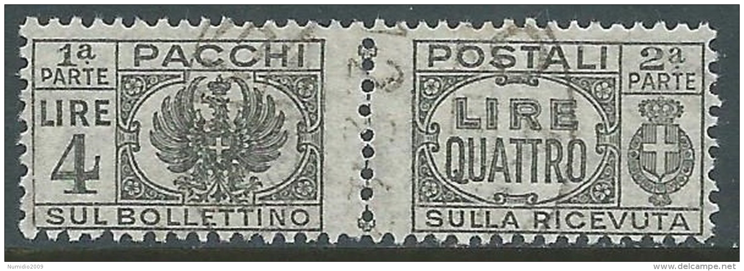 1946 LUOGOTENENZA USATO PACCHI POSTALI 4 LIRE - Z8 - Postal Parcels