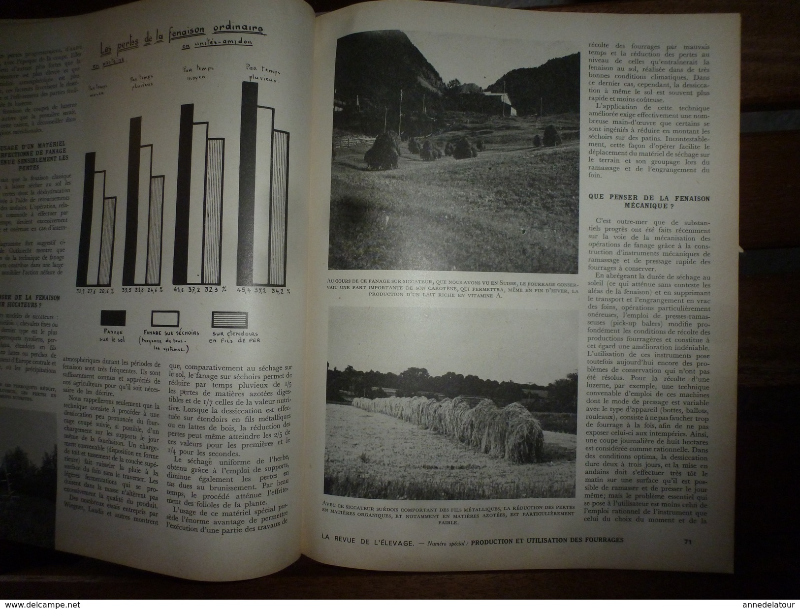 1954 LRDLE  N° SPECIAL PRODUCTION Et UTILISATION DES FOURRAGES; Alpages Aux CHALETS Du Col Des Annes à 1722 M - Animales