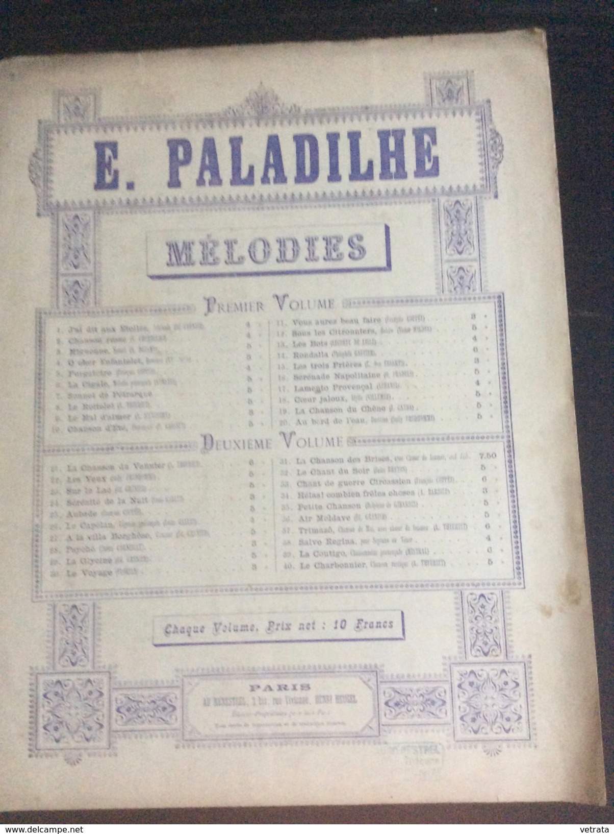 Partition : Chanson Russe, V.Cherbuliez, Musique De Paladilhe  (Au Menestrel- 3 Feuillets - Début Du Siècle Dernier - ét - Opern