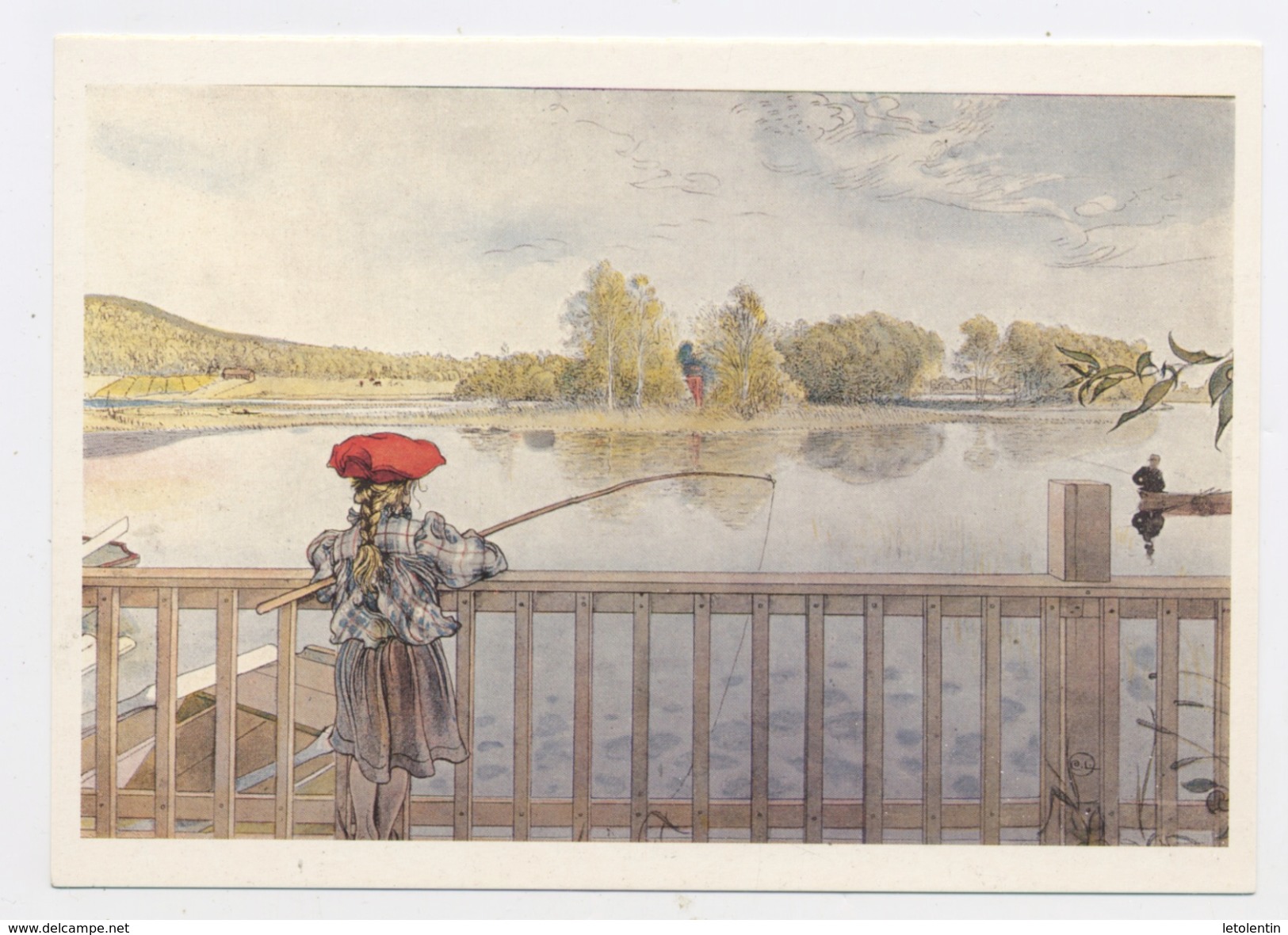 CPM:  ART - TABLEAU DE CARL LARSSON - "LISBETH À LA PÊCHE" - Schilderijen