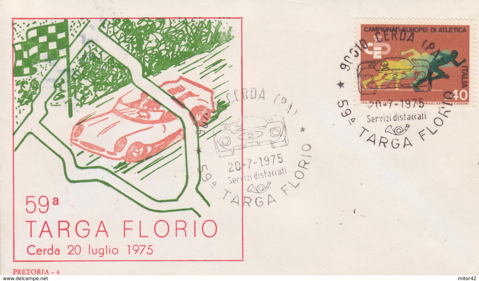 122-Tema Auto-Italia Rep.-Marcofilia-Annullo Speciale:59^ Targa Florio 1975-Cerda-Palermo - 1971-80: Storia Postale