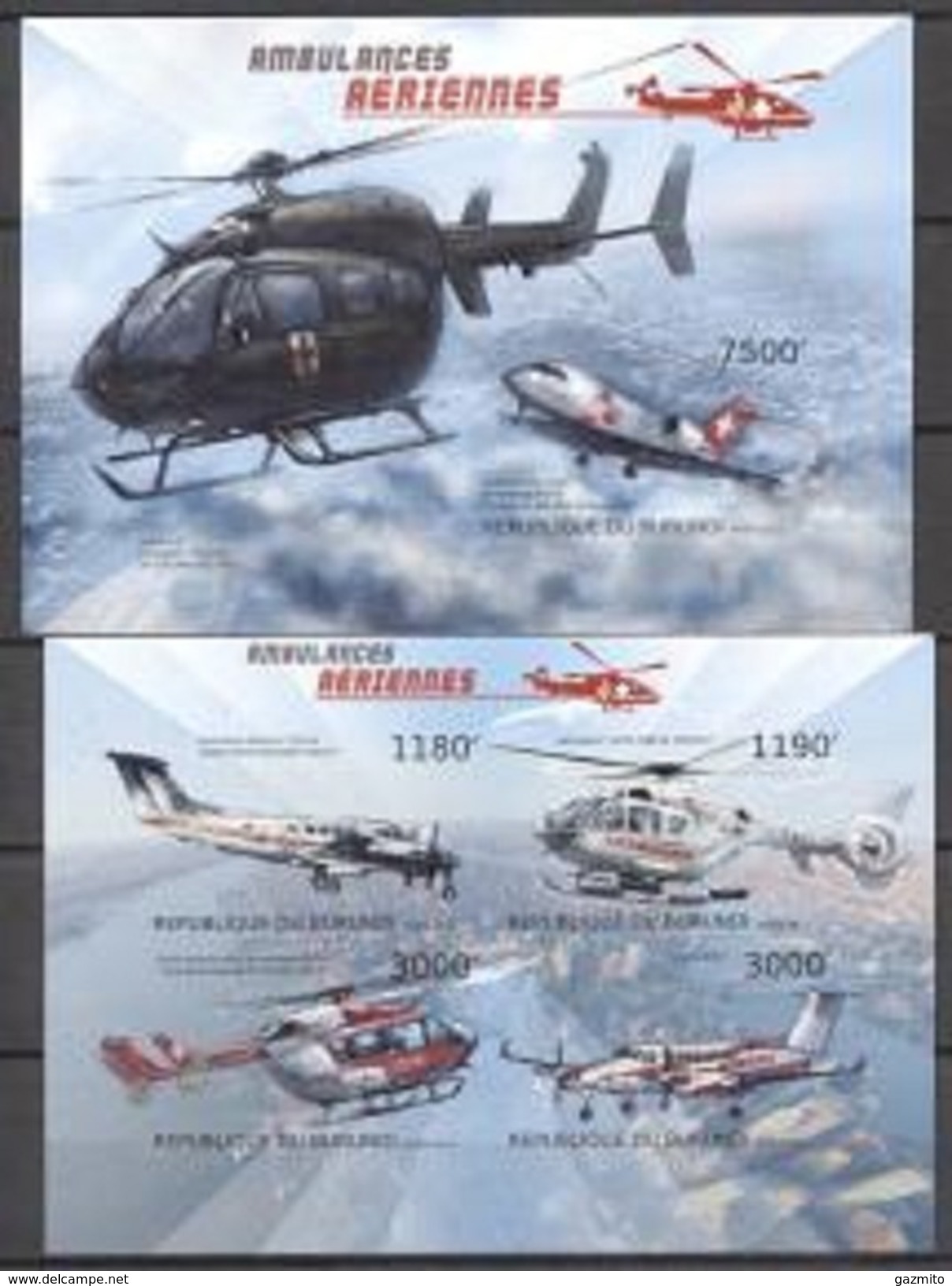 Burundi 2012, Transport, Elicopters, Red Cross, 4val In BF+BF IMPERFORATED - Neufs